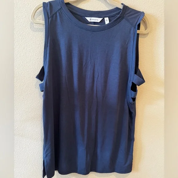 Athleta muscle lattice tank SMALL Steel blue yoga barre - Picture 5 of 6